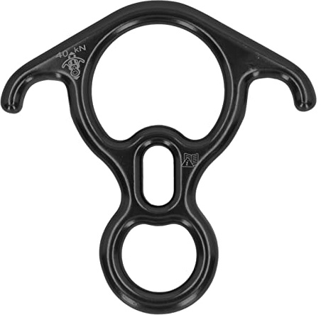 Descensor de Cuerno de Buey 8, Engranaje de Descenso Aleación de Aluminio 40KN Fuerza de Tracción Placa de Aparejo de Escalada en Roca con Forma de Cuerno de Buey para Equipo de (Negro)