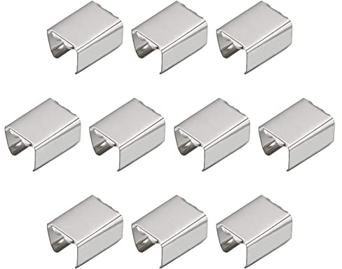 sourcing map 100 Stück Bandklemmen Umklappen Quetsch Crimp Enden 12x10mm Endkappen Schmuck Verschluss Bändchen Lederschnur Klemmen für Schmuckherstellung DIY Handwerk Herstellung Weiß Nickel