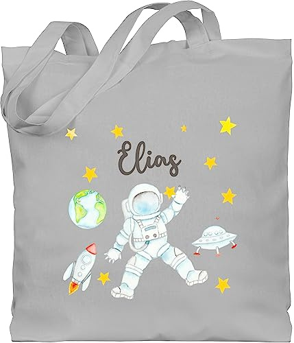 Geschenk mit Namen personalisiert by Shirtracer - Baumwolltasche - Weltall - Astronaut Kinder Raumfahrt Weltraum Planet Geschenk