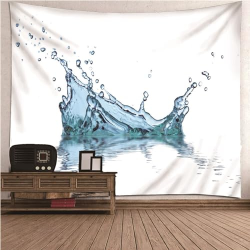 Aotiwe Wandteppich Groß, Tapestry Wall Hanging Vintage Wasserwelle Blau Tuch Wand aus Polyester Wohnzimmer Wanddeko 350x256cm
