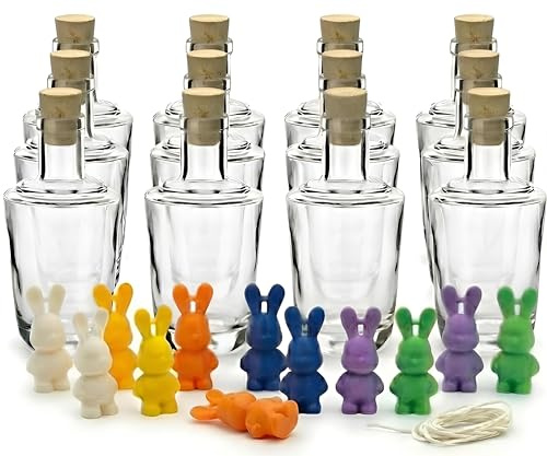 gouveo 12er Set Glasflaschen 250 ml Alchimia mit Korken (SK) und 24 Weihnachtsaufklebern - Schöne Flaschen für Weihnachten zum Befüllen und Verschenken