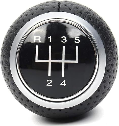 AUTOZOCO Pomo de 5 cambios marcha coche con perilla, Pomo cambio de marchas, Compatible con Audi A3 A4 A5 A6 B6 B7 B8 S4 8K 8T Q5 8R, VW Golf Polo Bora, 5 Cambios, Negro plata