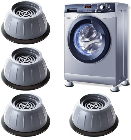 4 Pcs Washing Machine Feet Pads, Universal Washing Machine Foot Pad 9 cm, Universal Vibration Damper with Rubber Pad for Washing Machines and Dryers