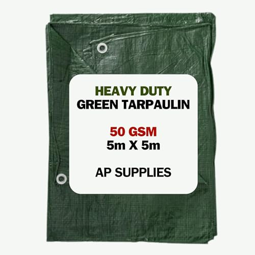 AP Supplies Lightweight Green Tarpaulin 50gsm, 5m x 5m