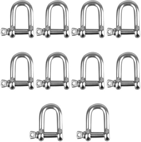 10 Stück Schäkel D-Form, Schäkel Edelstahl, D Schäkel, M6 304 Edelstahl D-Ring-Schäkel, D Ring Schäkel Gerade, sperren Schäkel, D Schäkel Edelstahl, für Takelage Stahlseil Kordeln Ketten Schäkel