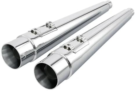 Motorrad Auspuffrohr Motorrad 4 Megaphon Slip-On Auspuff Schalldämpfer Für Harley Für Touring Für Road King Für Street Glide 1995-2015 2016 Auspuff Schalldämpfer (Color : Chrome)
