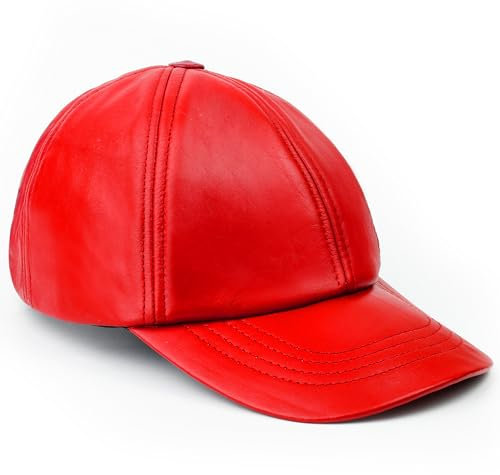 Royal Phoenix® Ledercap aus echtem Nappaleder in Rot - Zeitloses Design - Stilvolle Baseball Cap mit erstklassiger Verarbeitung - Perfekt für jeden Anlass