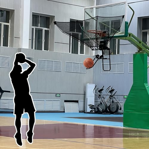Basketball-Rebounder aus Metall mit um 180° drehbarer Rücklaufrinne, Leichter Basketballkorb-Returner-Aufsatz für das Training von Teenagern, 3-Punkte-/Sprungwürfe/Freiwurf-Übung
