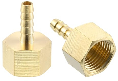 QUARKZMAN 2Pcs Conexión de Manguera de Latón, 1/4 Púas x 1/2 Hembra Npt Conector de Tubería de Latón para Conectar Tuberías Dispositivos Mecánicos Equipos de Fontanería