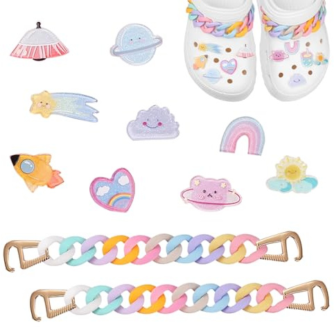 KASESSS Schuh Charms, 12 Stück Schuhanstecker Bunte Pins für Crocs Anstecker, Plastik Shoe Charms Clog-Dekor für Mädchen Frauen Kinder