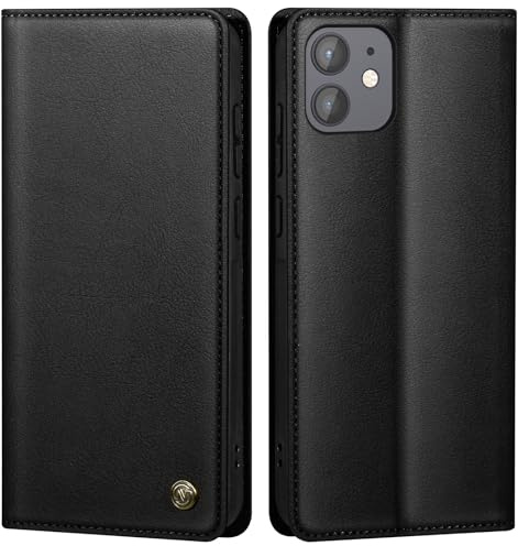 GUCASBE Handyhülle für iPhone 11 Hülle Schutzhülle für iPhone 11 Premium PU Lederhülle Wallet Flip Case Tasche Magnet Kartenfach Standfunktion Klappbar für iPhone 11 Hülle, Schwarz