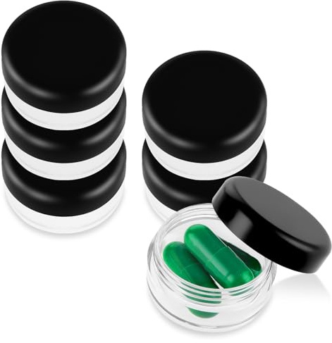 Dimeho Kleine Pillen-Organizer-Box, 5 Stück, Reise-Pillendose, Halter, täglich, tragbar, BPA-frei, Reise-Mini-Pillenbehälter, Organizer für Tasche, Schwarz