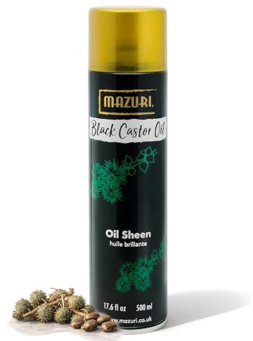 Mazuri Black Castor Oil Sheen Spray, 500 ml-Lightweight Non-Greasy Finish,Smooths Frizz, Enhances Softness & Radiance,Gloss Boosting Hair Shine Spray