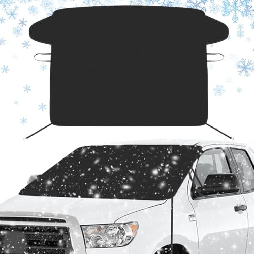 MaibaoteMbt Couverture Pare-Brise Voiture, Housse de Protection pour Brise de Voiture, Protection Pare Brise Hiver, Pliable Housse de Pare Brise, pour Anti-Neige, UV, Poussière, Pluie (Noir)