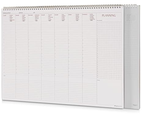 Planificateur de bureau en spirale – FormatomGrande – Calendrier de bureau couverture PPL gris pour rendez-vous 2025 hebdomadaire F.to 50 x 35 cm + stylo à clic et signet