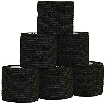 1/3/6 Haftbandagen Größe+Farbe wählbar - selbsthaftende Bandage Fixierverband selbstklebend, Farbe:6 Stück | 5 cm | schwarz
