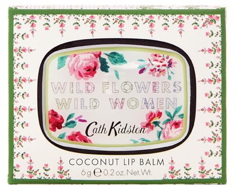 Cath Kidston Lip Balm 6g in Display Tray and Compact Mirror, Shea Butter and Cocoa Seed Butter, Travel Size, Vegan and Cruelty Friendly, Birthday and Beauty Gift For Her