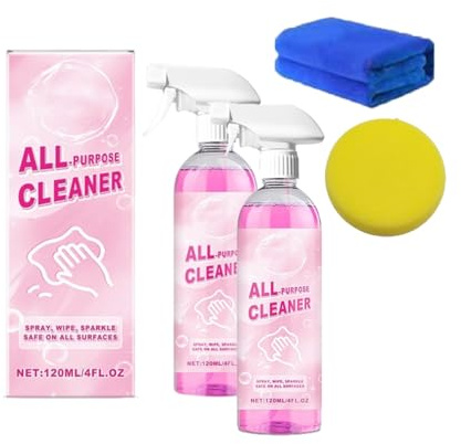 Spray detergente multifunzionale per macchie domestiche, spray detergente per vetri per cucine, detergente multiuso, pulisce le macchie di olio da cucina (2PCS)