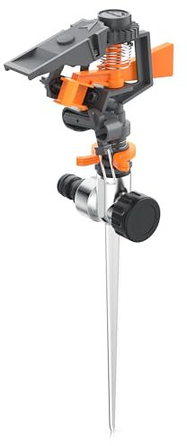 Brandson - Gartensprinkler Rasensprenger Impulsregner - Kreis- und Sektorenregner - 3/4 Zoll - Rasensprenger mit Pulsation – rotierend – mit Schnellkupplung – große Flächen bis 200 m2