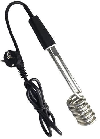 Novanetus Calentador GTN2.0 Calefactor de inmersión 2,0 kW 2000 W 230 V de ACERO INOXIDABLE, Hervidor eléctrico de viaje, color negro