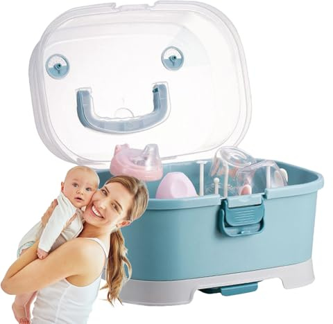 Flaschen-Aufbewahrung, Organizer, Baby, staubdicht, tragbar, abnehmbar, Abtropfgestell, Zuhause, große Kapazität, Kinderzimmer-Boxen für Milch, Fütterung, Stillen, für Kleinkinder