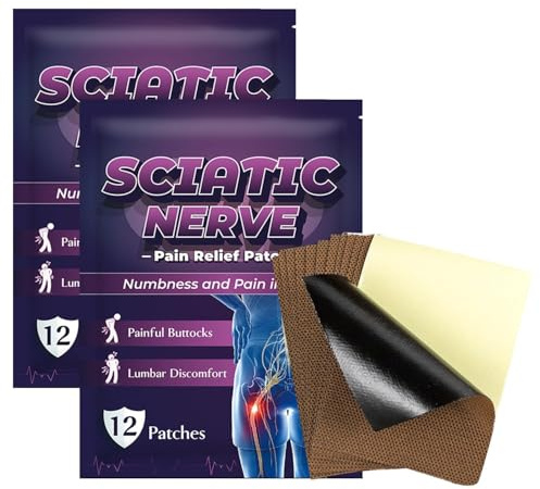 Parche para Dolor de Ciática, Parches Lumbares y Espalda con Efecto Térmico, Alivio Muscular y Articular, Adhesivos Transpirables de Larga Duración, 12 Piezas x2