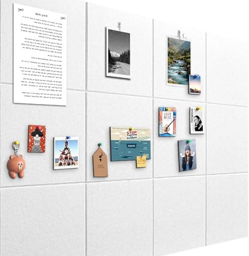 Pinnwand Groß 120x90cm Pinnwand Filz Selbstklebend mit 90 Reißzwecken, 12 Stück 9mm Dick Pinwand,Vision Board für Fotos, Notiz Memoboard für Zuhause Küche Büro Schule, Weiß