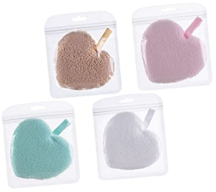 EPIGEIST Spugna Struccante Per Viso Cuore, Set Da 4 Pezzi, Riutilizzabile, Esfoliante Delicata Per Pulizia Profonda, Per Casa, Viaggio e Trucco Quotidiano