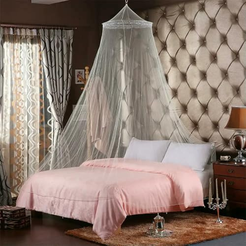 4 Colors Summer Elgant Hung Dome Mosquito Net for Double Bed Summer Polyester Mesh Fabric Home Bedroom Adults Hanging Decor