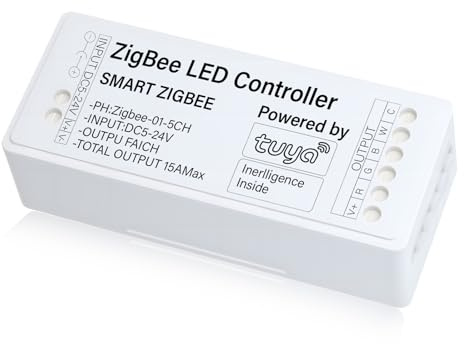 Regulador de Luz ZigBee, Dimmer ZigBee RGBCW para RGB, Blanco Cálido y Frío | Interruptor Regulable ZigBee Compatible Alexa/Google Assistant/SmartThings, ZigBee3.0 Dimmer con Smart Life/Tuya