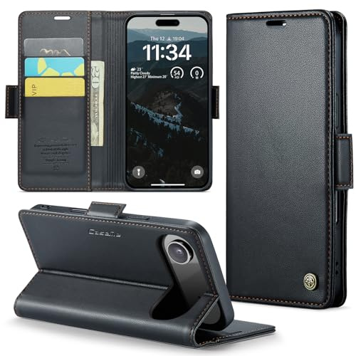 Phernykas Handyhülle für iPhone 17 Air Hülle Leder,Magnetische Klapphülle mit kartenfach und Standfunktion Smartphone Schutzhülle Lederhülle iPhone 17 Air Flip Book Case (Schwarz)