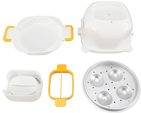 Caldera de huevo de microondas Vaporizador y cortador 4 Capacidad de huevo Cocina rápida Conveniente de desayuno saludable Esencial Hecho de PP y aluminio 7.2x5.2 pulgadas Uso del