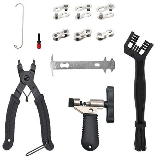 Bike Chain Tool Bike Chain Removal Tool Set, Bike Link Plier, Chain Breaker Splitter, 6 Bicycle Missing Link and Dusting Brush, Chain Splitter Tool Kit for 6/7/8/9/10/12 Speed Chain Bike Repair Kit