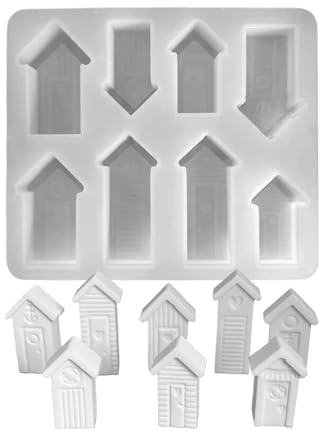 Mppchhn Moule en silicone en forme de maison, moules de Noël en silicone, moule de moulage à 8 fentes pour fabrication de savon, bougies, fondant, fournitures d'artisanat