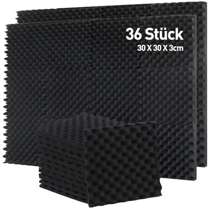 AUSLET - 36 paneles acústicos para habitación, 30 x 30 x 3 cm, placas de espuma, aislamiento acústico para techo, paneles de pared absorbentes de sonido para juegos, placas de espuma insonorizadas