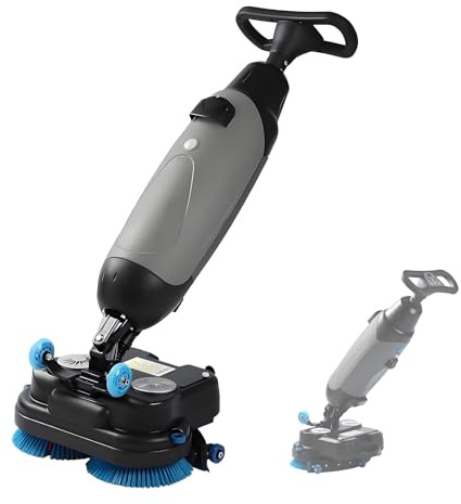 AETEREOS Commercial Floor Scrubber Machine,Hand Push Portable Electric Washer and Dryer with 17 Inch Cleaning Width 1200 m²/H Efficiency for Tile Hardwood and Carpet in Offices Hotels Grey-220V