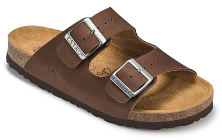 ESTRO Sandalias Mules Mujer Verano - Sandalias Hombre Verano Piel Chanclas Cuero Mujer S6 (39 EU, Marrón)