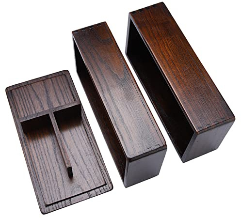 TOPINCN Caja de Madera de Estilo Japonés con 3 Compartimentos, Lonchera Portátil con Aislamiento Térmico para Picnic, Almuerzo, Refrigerios, Fruta, 7,1 * 3,5 *,9 Pulgadas