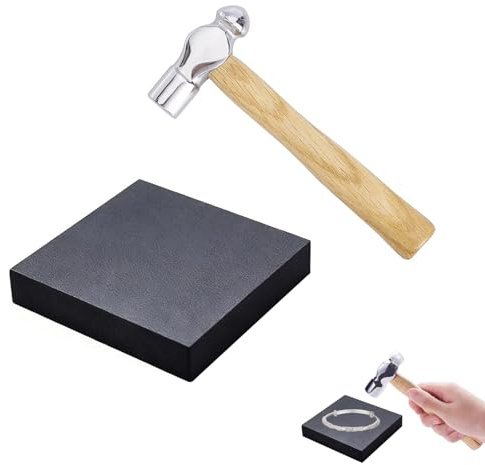 Mini Martillo con Cabeza de Hierro Forjado, Mango de Madera Ergonómico con Bloque de Goma, Ideal para Fabricación de Joyería y Proyectos de Artesanía DIY