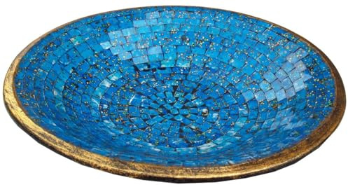 Runde Mosaikschale, handgearbeitet, Keramik, Design 19, mittel (Ø 37 cm) | Einzigartige Designs, ideal für Obst oder Dekoration, farbenfrohes Mosaik, aus Keramik & Glas