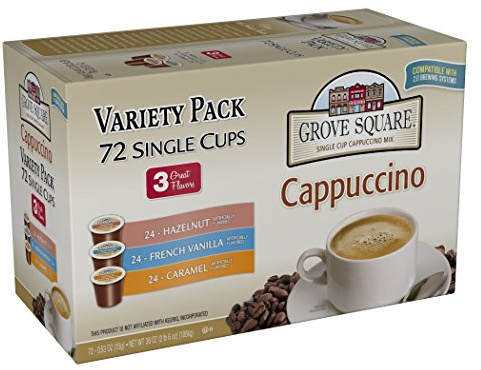 Grove Square Cappuccino Pods, Variety, Single Serve (Pack of 72)
