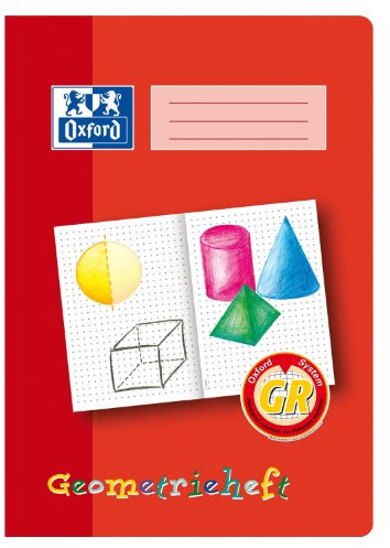 Oxford Geometrieheft A4, 16 Blatt, Lineatur GR, rot, 10 Stück