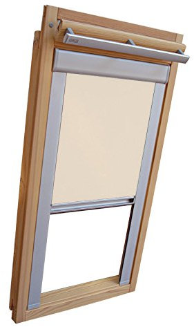 Hochwertiges Verdunkelungsrollo Rollo Thermo creme mit Seitenschienen für Velux DKL-EP GGL,GPL,GHL,GTL S06 ALU // Verdunkelungsrollo/Verdunkelungs-Rollo/Fensterrollo