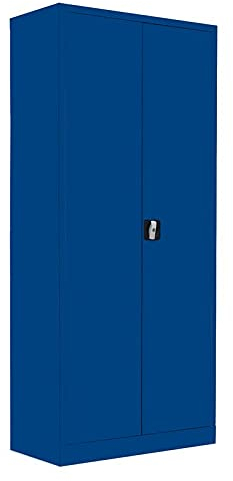 Flügeltürenschrank komplett montiert blau Metallschrank abschließbar 180x80x38cm Lagerschrank Aktenschrank Büroschrank Werkzeugschrank 4 Fachböden 530333