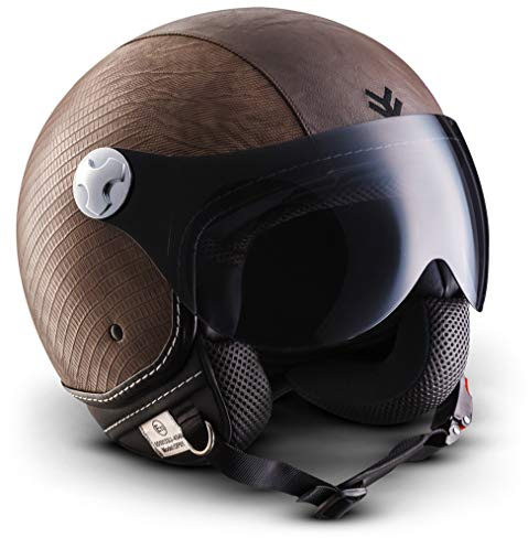 ARMOR HELMETS® AV-84 „Ranger“ · Jet-Helm · Motorrad-Helm Roller-Helm Scooter-Helm Moped Mofa-Helm Chopper Retro Vespa Vintage Pilot Biker Damen · ECE 22.05 Visier Schnellverschluss Tasche XL (61-62cm)
