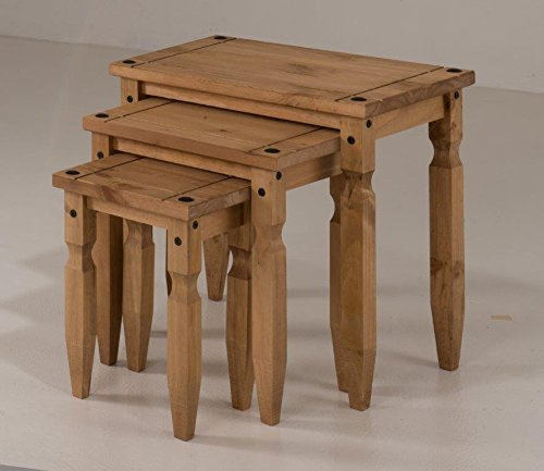 Mercers Furniture Corona Piccolo Nest of 3 Tables - Antique Wax Pine (brown)