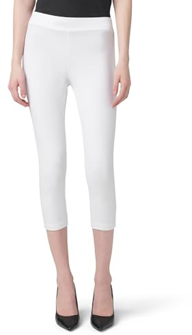 Hue Women's Wide Waistband Blackout Cotton Capri Leggings, Assorted Hosiery, White, Large US