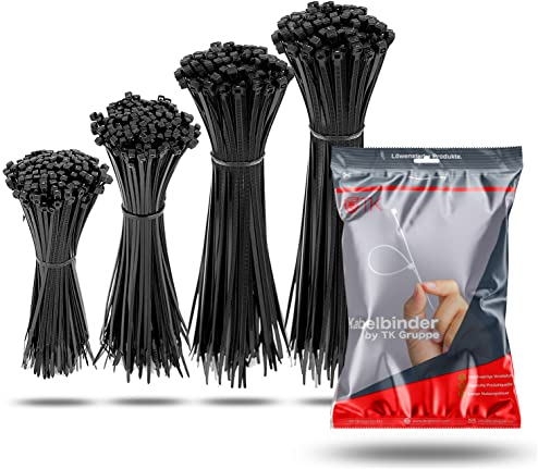 500x Kabelbinder cable ties schwarz Set - kurz & lang - reißfest & UV beständig - diverse Längen - für Handwerk & Haushalt