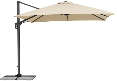 Schneider Sonnenschirm Rhodos Twist, natur, 300 x 300 cm quadratisch, 730-02, Gestell Alu/Stahl, Bespannung Polyester, 25.7 kg