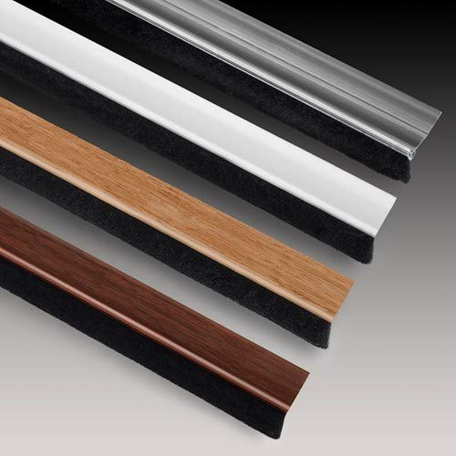 Inofix Sellador de puerta autoadhesivo con cepillo, burlete para puerta, antiinsectos, calor y bloqueo de frío, aislamiento acústico, 100 cm de largo (madera oscura)